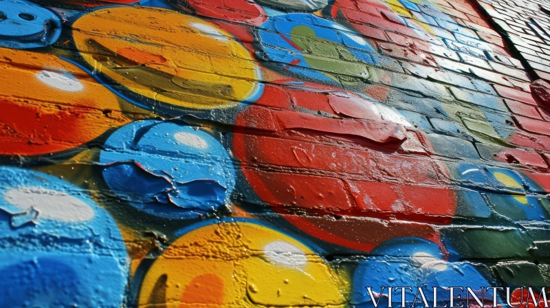 AI ART Colorful Graffiti on Brick Wall - Street Art