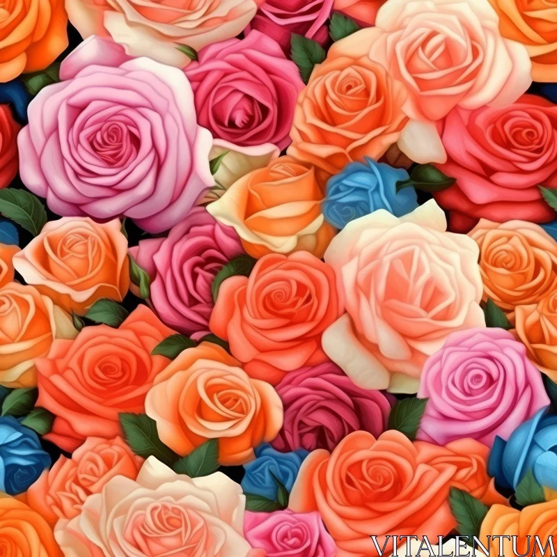 Colorful Rose Seamless Pattern for Fabric and Wallpaper AI Image
