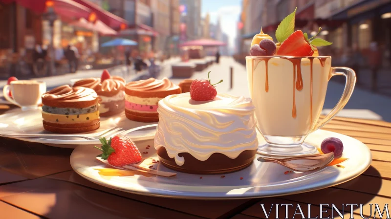 Delicious Desserts on Table AI Image