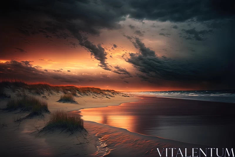 Evening Storm over a Sandy Beach | Mesmerizing Colorscapes | Photorealistic Details AI Image