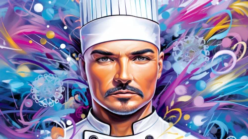 Serious Male Chef Portrait in Abstract Setting