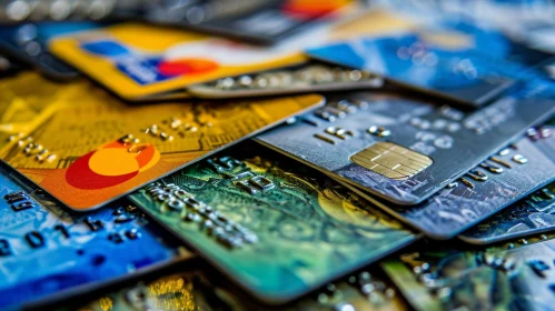 Colorful Close-Up of Overlapping Credit Cards