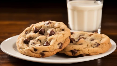 Delicious Chocolate Chip Cookies on White Plate