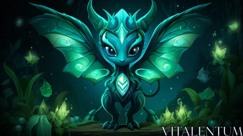 Enchanting Baby Dragon in a Forest AI Image