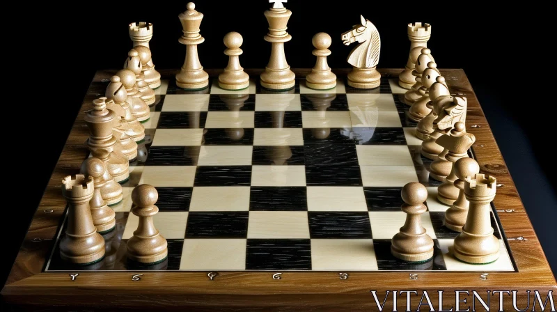 Exquisite Chessboard with Wooden Pieces - A Game of Strategy AI Image