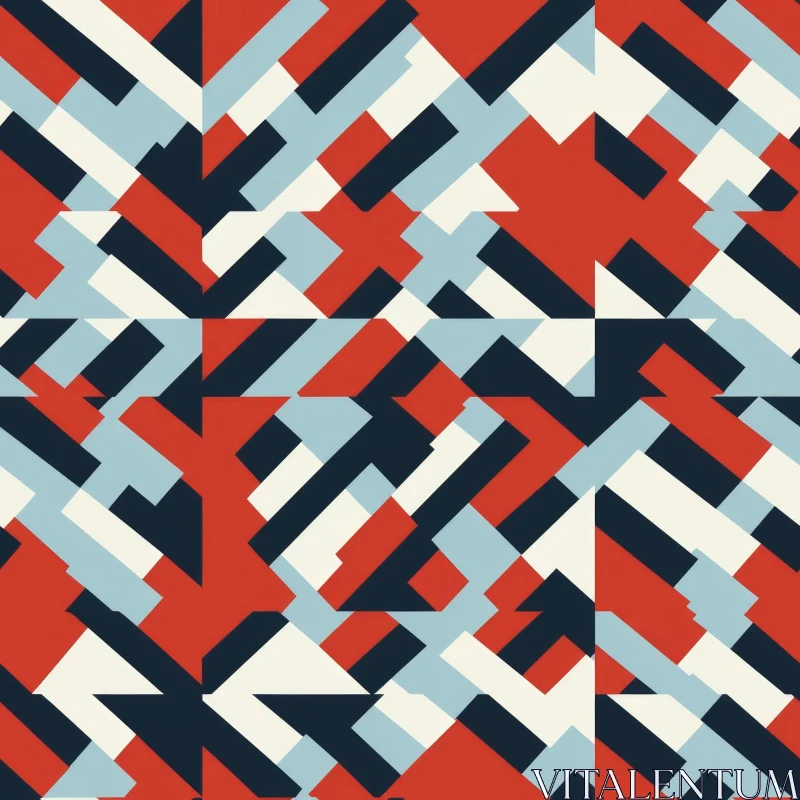 Modern Geometric Red Blue White Pattern AI Image