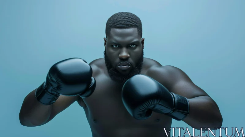Powerful Boxing Portrait AI Image