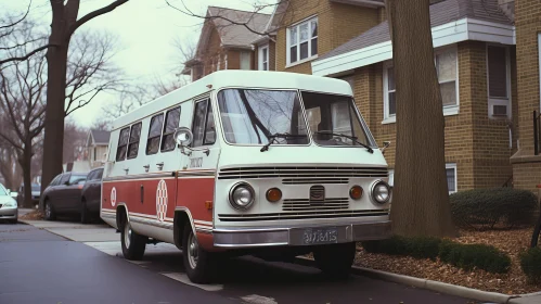 Red and White Chevrolet Van on Street