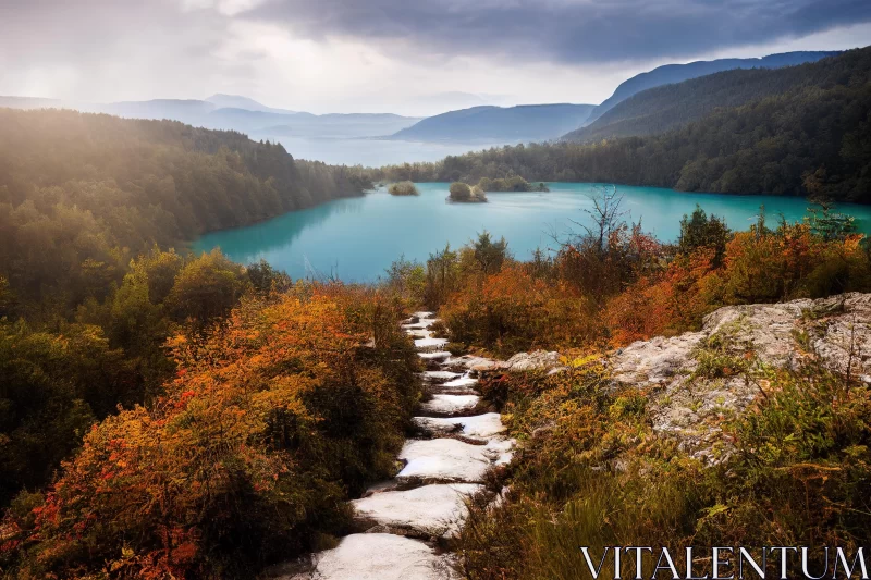 Captivating Autumn Lake in Slovenia: A Serene Mountain Escape AI Image