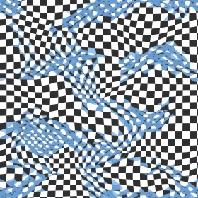 Checkerboard & Blue Wave Pattern Seamless Design