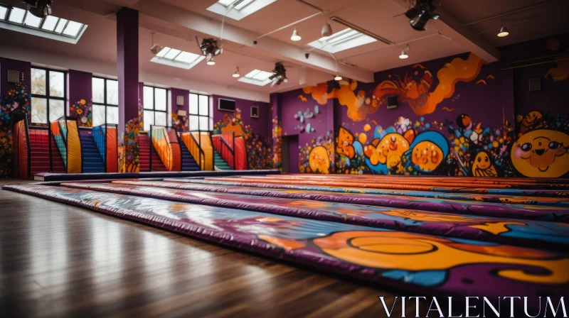 Colorful Indoor Play Area: A Symphony of Amber and Violet AI Image