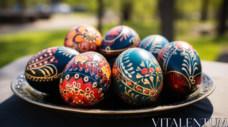 Folk-Inspired Decorative Easter Eggs - A Celebration of Rural Life AI Image