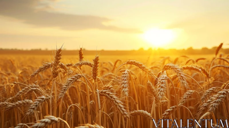 Golden Wheat Field at Sunset - Serene Landscape AI Image