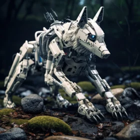 Mechanized Wolf in Forest - A Fusion of Nature and Robotics