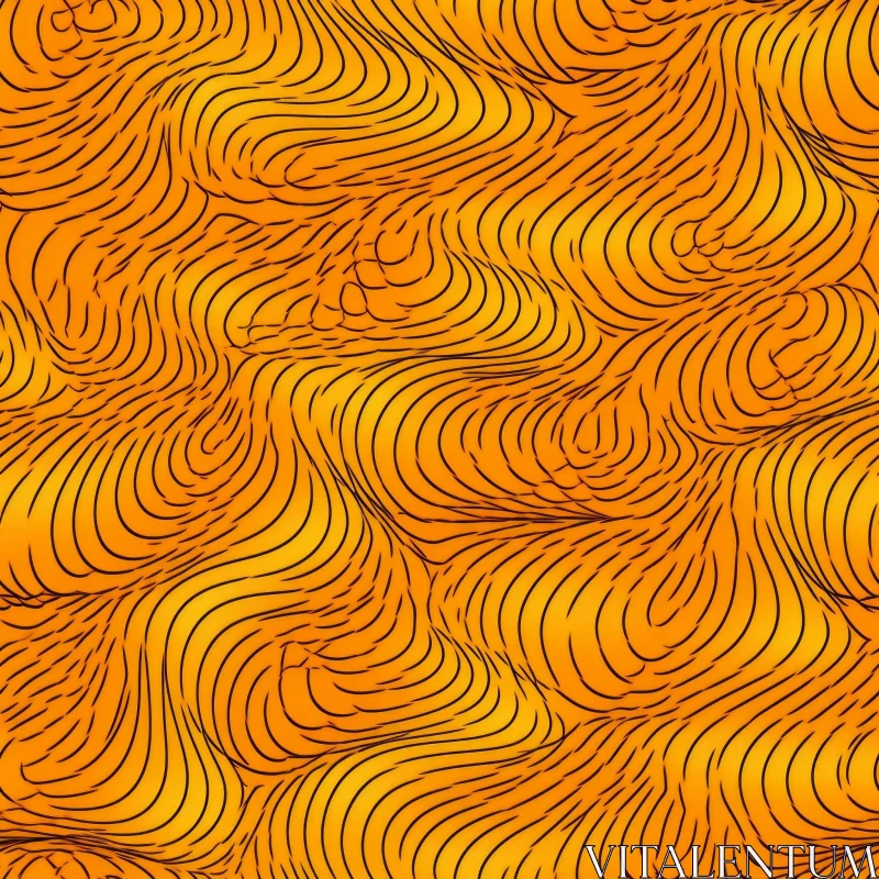 AI ART Orange and Yellow Waves Seamless Pattern