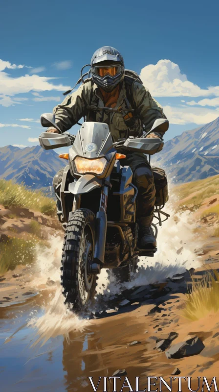 AI ART Thrilling Motorcycle Racing Adventure in Mountain Landscape