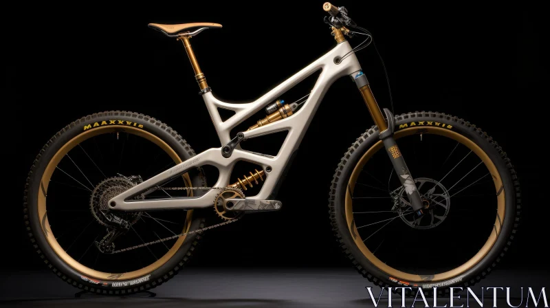 White and Gold Full-Suspension Mountain Bike AI Image
