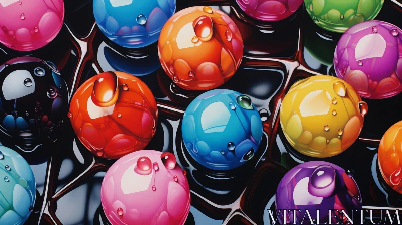 AI ART Colorful Marbles Painting - Realistic Artwork