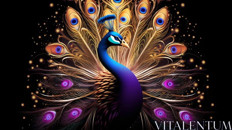 AI ART Colorful Peacock Digital Painting