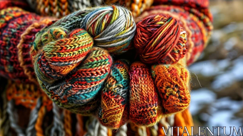 Colorful Yarn in Hands: A Captivating Close-Up View AI Image