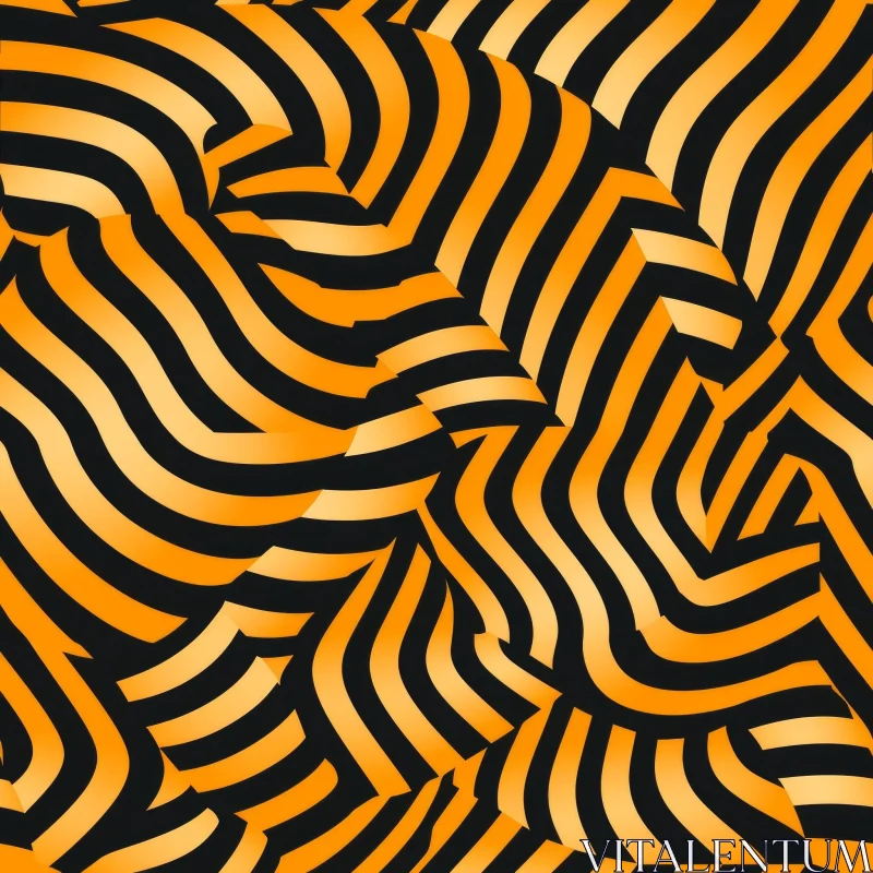 AI ART Curved Black and Orange Stripes Pattern
