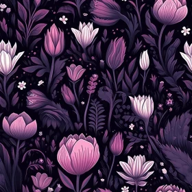 Vintage Floral Seamless Pattern - Pink and Purple Flowers