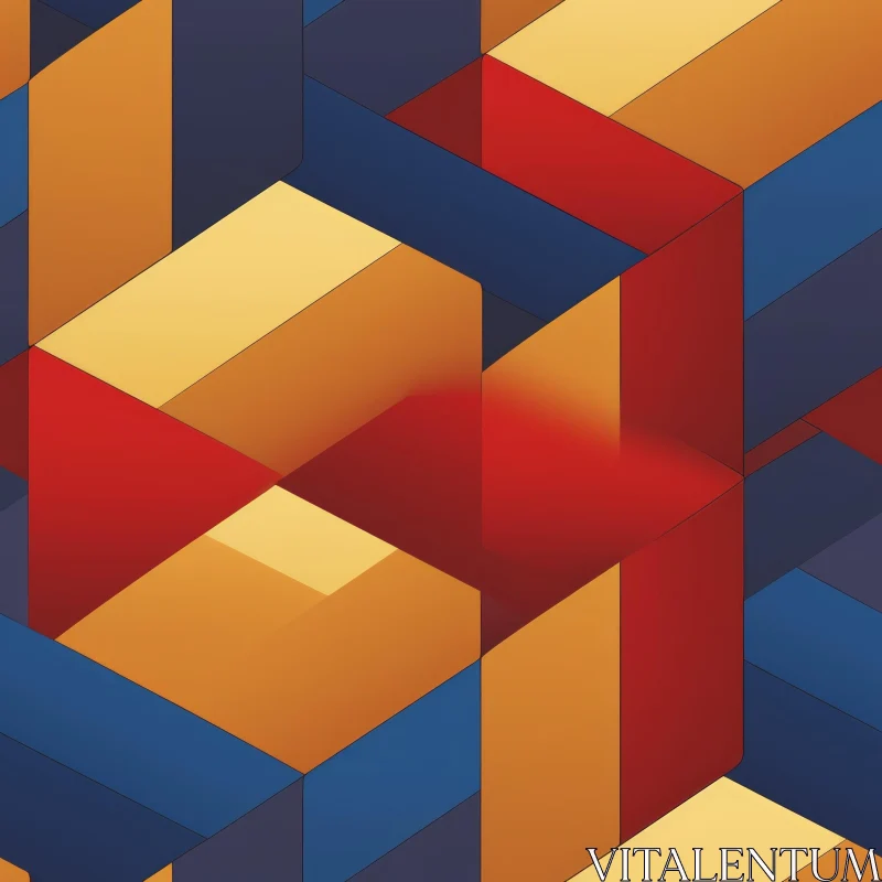 AI ART Colorful Abstract Geometric Cube Pattern