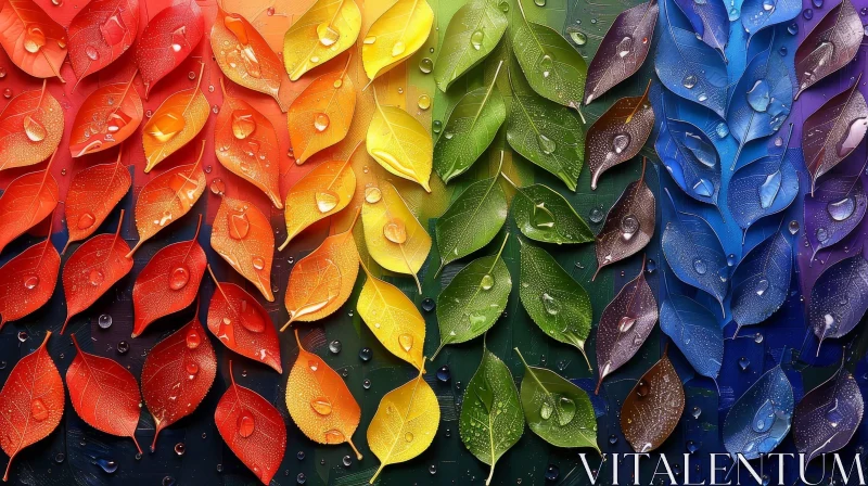 AI ART Colorful Rainbow Leaves Nature Photo