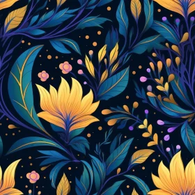 Elegant Floral Pattern on Dark Blue Background