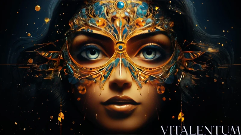 Enigmatic Woman with Golden Mask AI Image