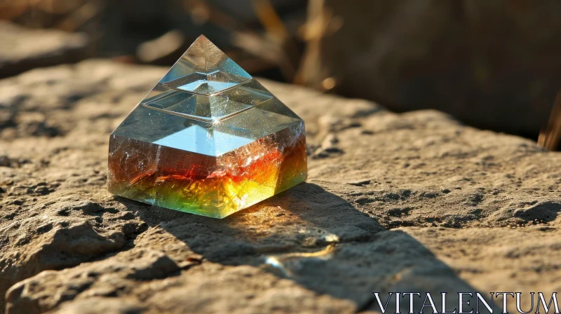Mystical Crystal Pyramid Reflecting Rainbow Colors AI Image