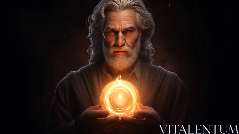 AI ART Mystical Man with Glowing Orb