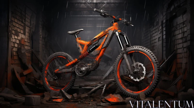 AI ART Realistic 3D Rendering of Mountain Bike in Underground Setting