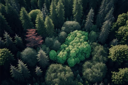 Aerial View of Lush Forest - Hyper-Realistic Tree Details