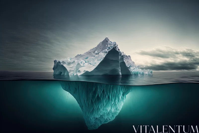 Captivating Surrealism: A Large Iceberg Floating in Shallow Water AI Image