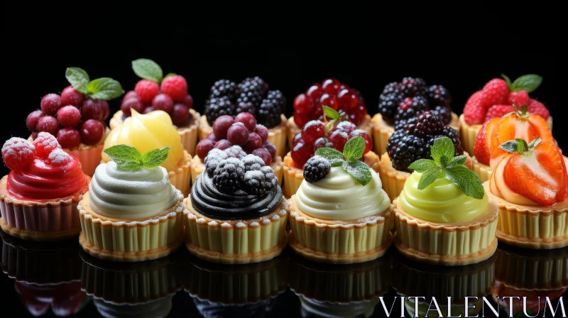 Colorful Fruit Tarts with Delicious Toppings AI Image