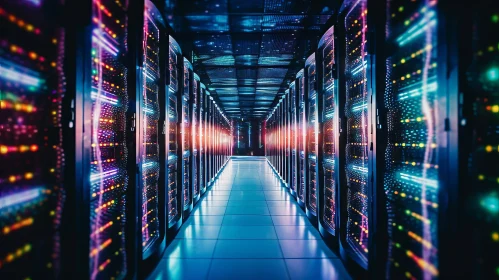 Futuristic Server Room - Technology and Data Storage Concept