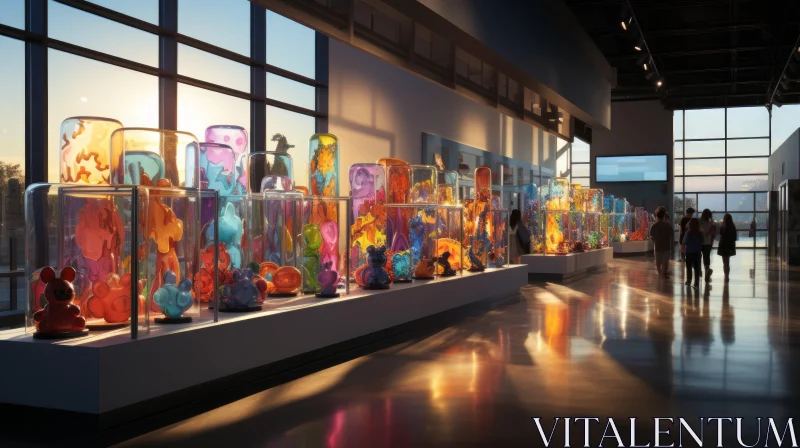 AI ART Intricate Glass Art Exhibit Resembling Marine Life