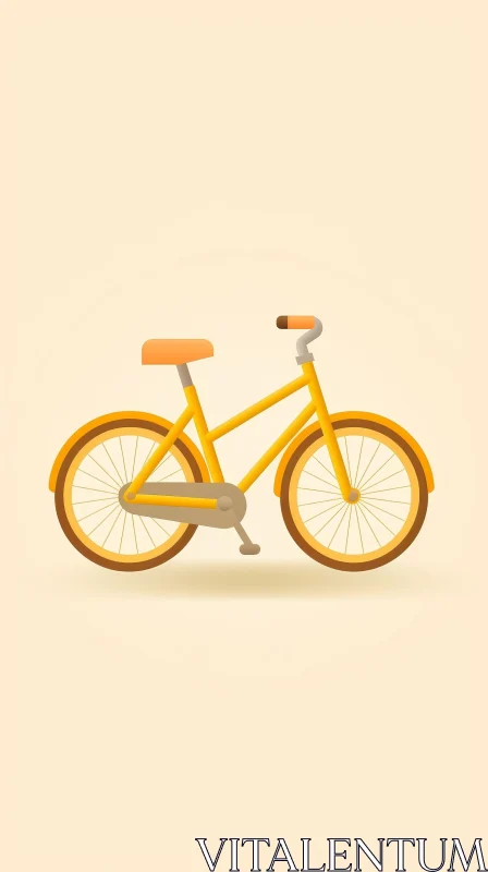 AI ART Yellow Bicycle Vector Illustration