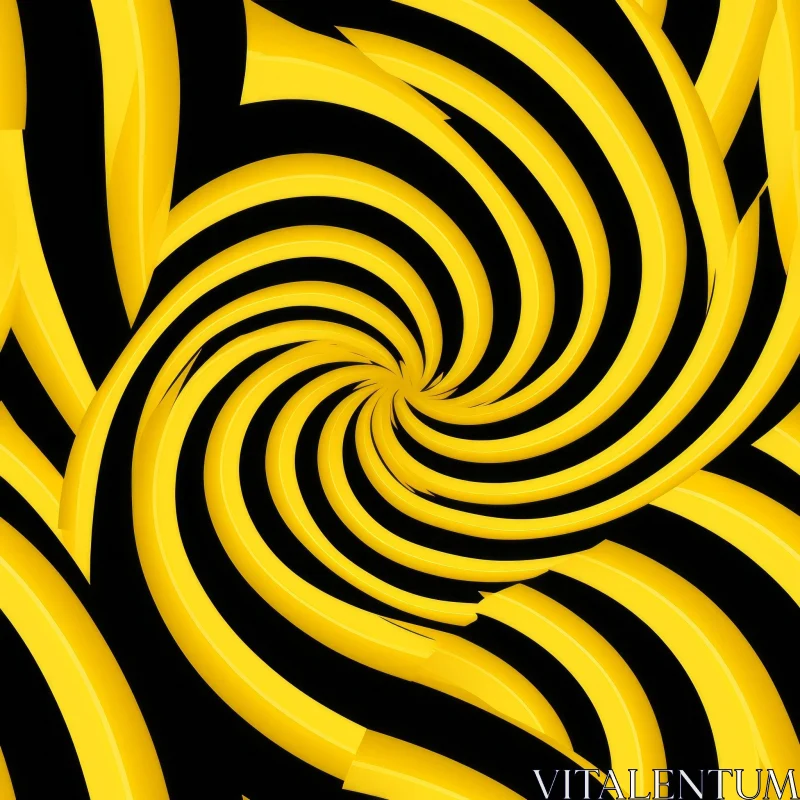 AI ART Black and Yellow Spiral Art - Abstract Circular Pattern Design