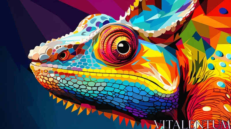 Colorful Abstract Chameleon Digital Painting AI Image