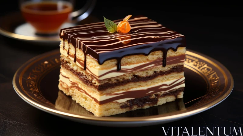 Delicious Chocolate Ganache Cake on Plate