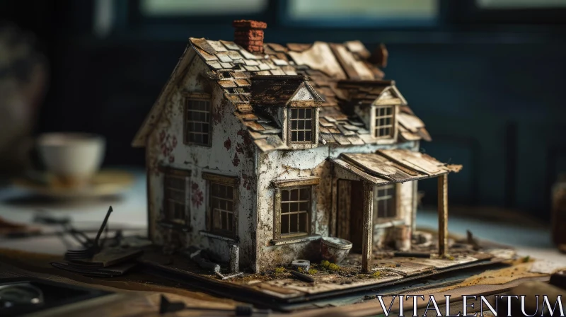 Ethereal Beauty of a Dilapidated Dollhouse AI Image