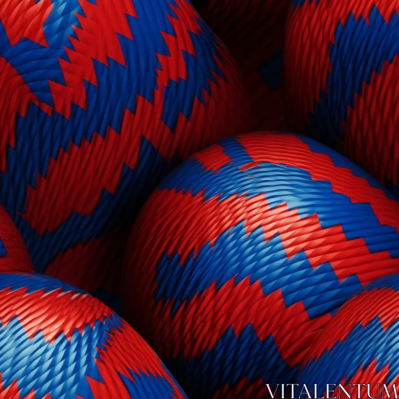 AI ART Red and Blue Spheres Cluster with Geometric Pattern