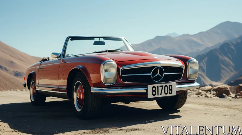 Red Mercedes-Benz 280 SL on Mountain Road AI Image