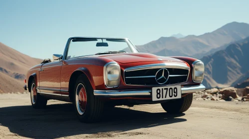 Red Mercedes-Benz 280 SL on Mountain Road