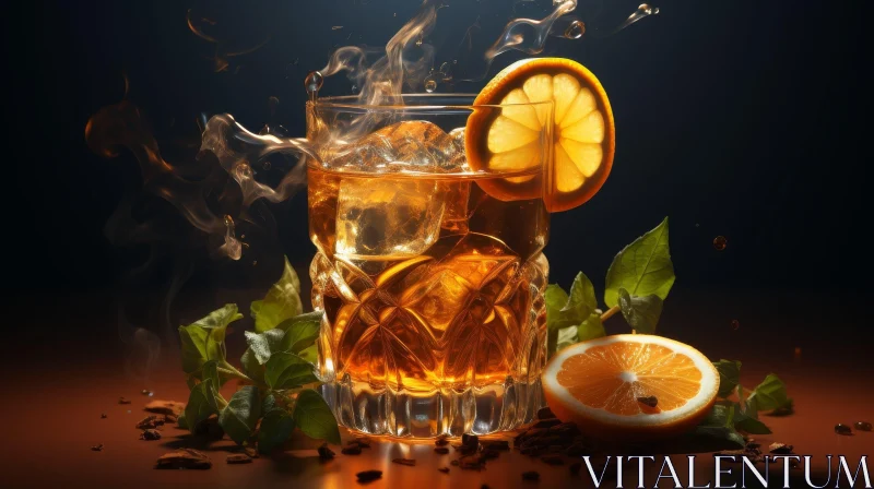 Refreshing Glass of Iced Tea with Lemon Slice AI Image