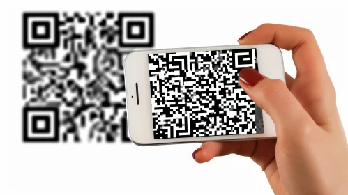Scanning QR Code with White Smartphone - Minimalistic Technology Image
