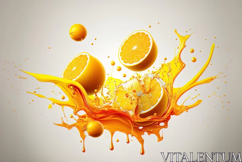 Surrealistic Oranges Dripping with Orange Juice - Hyper-Detailed Artwork AI Image
