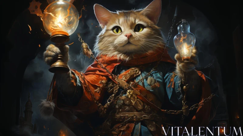 AI ART Wizard Cat Digital Painting